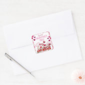 Valentijnsdag Kabouters in een Trein Vierkante Sticker (Envelop)