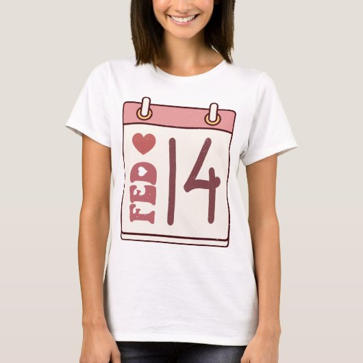 Valentijnsdag Kalender T-shirt (Voorkant)