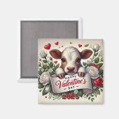 Valentijnsdag Kalf met Bloemenarrangement Magneet (Voorkant / Achterkant)