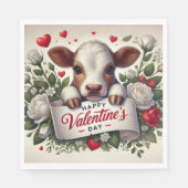 Valentijnsdag Kalf met Bloemenarrangement Servet (Voorkant)