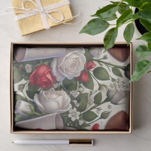 Valentijnsdag Kalf met Bloemenarrangement Tissuepapier (Geschenk)