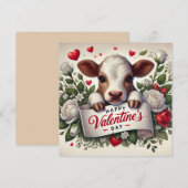 Valentijnsdag Kalf met bloemstuk  Feestdagenkaart (Voorkant / Achterkant)