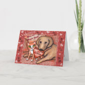 Valentijnsdag kat en hond houden van Kaart (Voorkant)