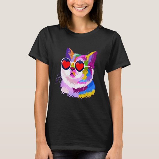 Valentijnsdag Kat Harten Schattig T-shirt (Voorkant)