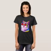 Valentijnsdag Kat Harten Schattig T-shirt (Voorkant volledig)