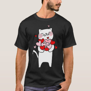 Valentijnsdag Kat houdt van Hartjes Kat Liefhebber T-shirt