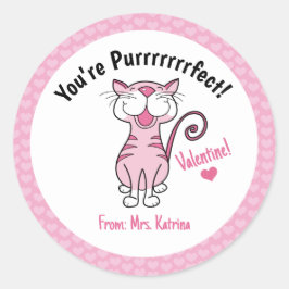 Valentijnsdag Kat Je bent purrfect Kinder leraar Ronde Sticker