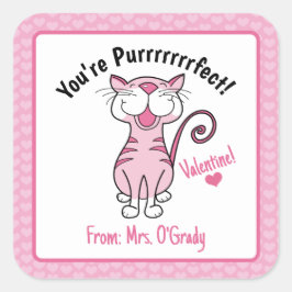Valentijnsdag Kat Je bent purrfect Kinder leraar Vierkante Sticker