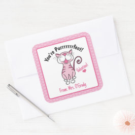 Valentijnsdag Kat Je bent purrfect Kinder leraar Vierkante Sticker
