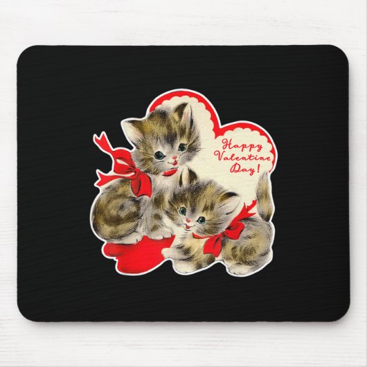 Valentijnsdag Kat Kat Kitten Retro Val Muismat (Voorkant)