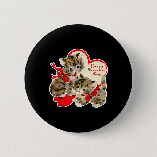 Valentijnsdag Kat Kat Kitten Retro Val Ronde Button 5,7 Cm (Voorkant)