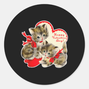  Valentijnsdag Kat Kat Kitten Retro Val Ronde Sticker