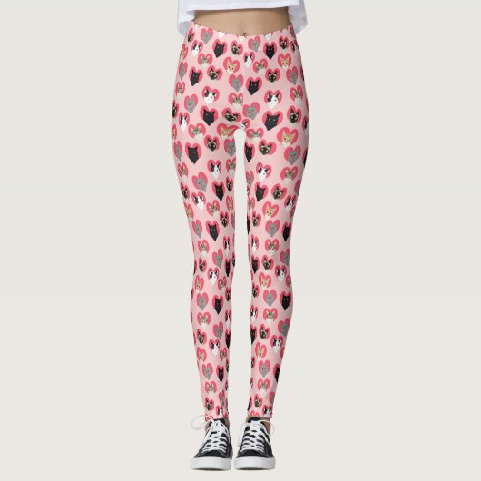 Valentijnsdag Kat-leggings Leggings (Voorkant)