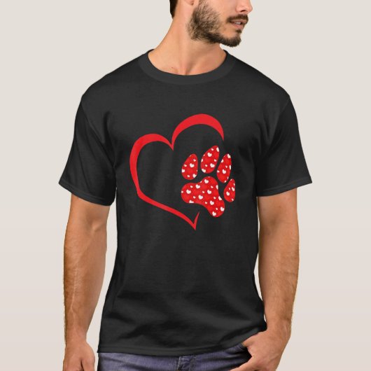 Valentijnsdag Kat Lover Heart Paw Shirt Kat papa M (Voorkant)