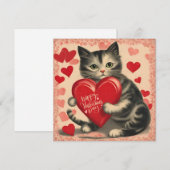 Valentijnsdag Kat met Chocolade Feestdagenkaart (Voorkant / Achterkant)