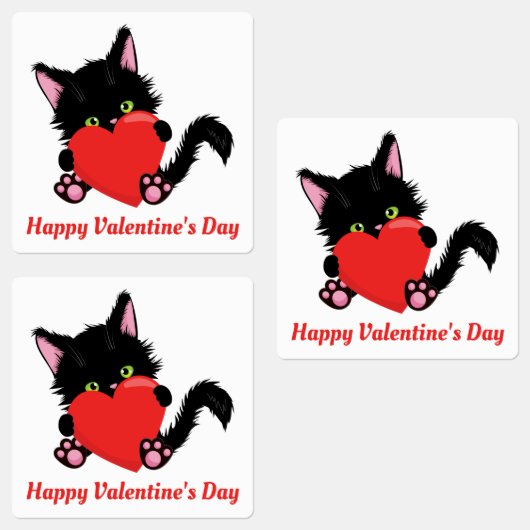 Valentijnsdag Kat met hart Labels (Groep)