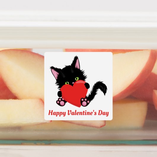 Valentijnsdag Kat met hart Labels (Aangebracht)