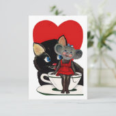  Valentijnsdag, kat-muis-theebeker Kaart (Staand voorkant)