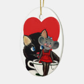  Valentijnsdag, kat-muis-theebeker Keramisch Ornament (Links)