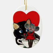  Valentijnsdag, kat-muis-theebeker Keramisch Ornament (Achterkant)