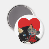  Valentijnsdag, kat-muis-theebeker Magneet (Voorkant / Achterkant)