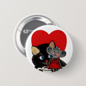 Valentijnsdag, kat-muis-theebeker Ronde Button 5,7 Cm (Voorkant /achterkant)