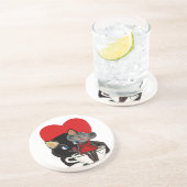  Valentijnsdag, kat-muis-theebeker Zandsteen Onderzetter (Zijkant)