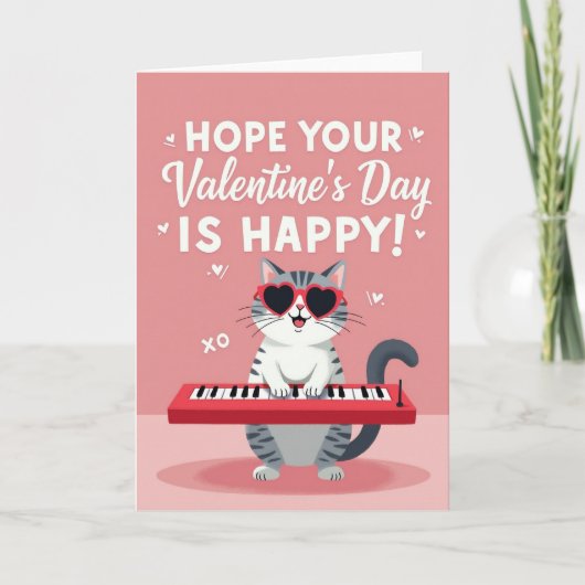 Valentijnsdag Kat Piano Kaart (Voorkant)