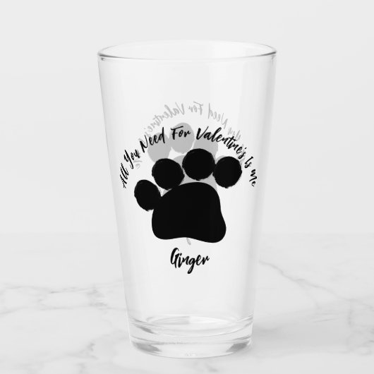 Valentijnsdag Kat Poot Glas (Voorkant)