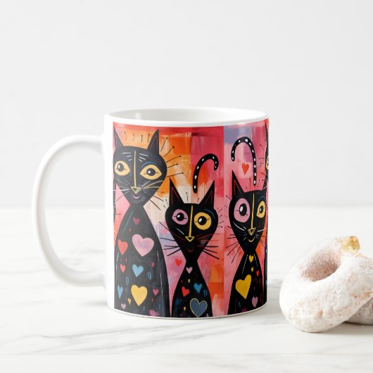 Valentijnsdag Kat Rode Hart Mokken (Met donut)