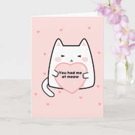 Valentijnsdag kat roze harten je had me aan het mi kaart
