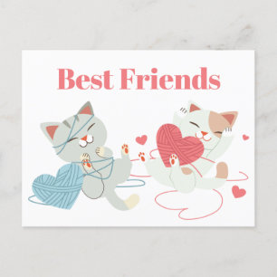 Valentijnsdag Katten Harart Yarn Kitten Beste Vrie Briefkaart