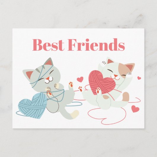 Valentijnsdag Katten Harart Yarn Kitten Beste Vrie Briefkaart (Voorkant)