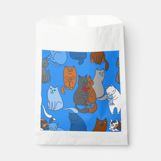 Valentijnsdag katten hart blauw bedankzakje (Voorkant)