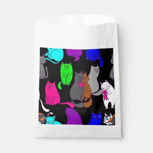 Valentijnsdag katten hart kleurrijk bedankzakje (Voorkant)