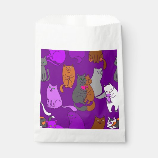 Valentijnsdag katten hart paarse bedankzakje (Voorkant)