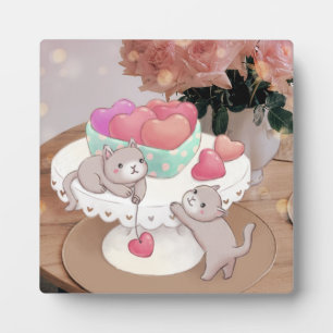 Valentijnsdag: Katten, Hartkoekjes & Bloemen Fotoplaat
