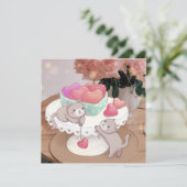 Valentijnsdag: Katten, Hartkoekjes & Bloemen Kaart (Staand voorkant)
