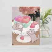 Valentijnsdag: Katten, Hartkoekjes & Bloemen Kaart (Staand voorkant)