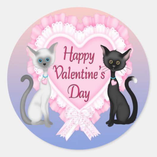Valentijnsdag Katten Ronde Envelop Afdichtingen Sticker (Voorkant)
