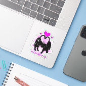 Valentijnsdag Katten Sticker (Laptop met iPhone)