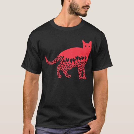 Valentijnsdag kattenharten voor meisjes mannen t-shirt (Voorkant)