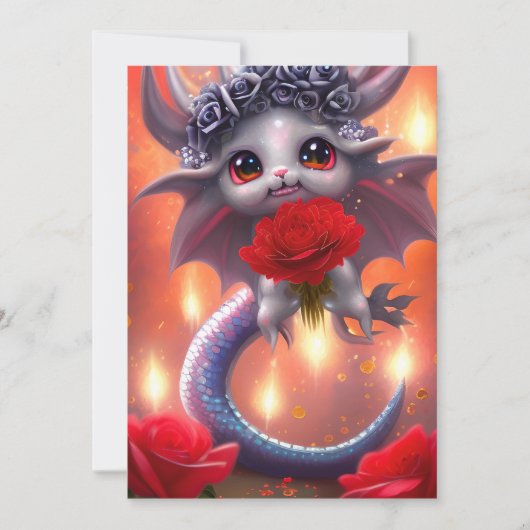 Valentijnsdag Kawaii Dragon Feestdagenkaart (Voorkant)