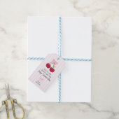 Valentijnsdag Kers op Top Coquette Strepen Cadeaulabel (Met Touw)