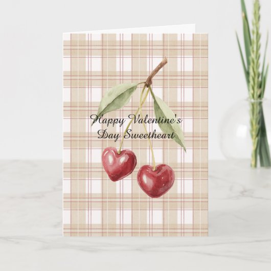 Valentijnsdag Kersen Harten Liefde Kaart (Voorkant)