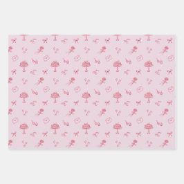 Valentijnsdag kersen, roze inpakpapier set vel