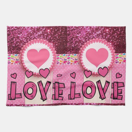 Valentijnsdag keuken handdoek (Horizontaal)