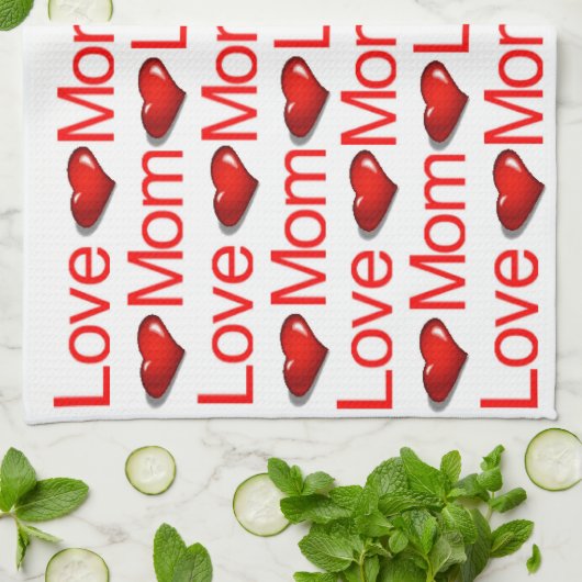 Valentijnsdag Keuken handdoek Love Mom (Gevouwen)