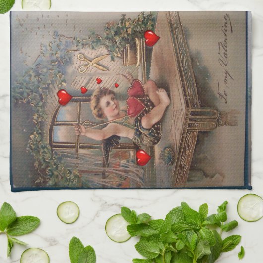 Valentijnsdag Keuken handdoek,  Theedoek (Gevouwen)