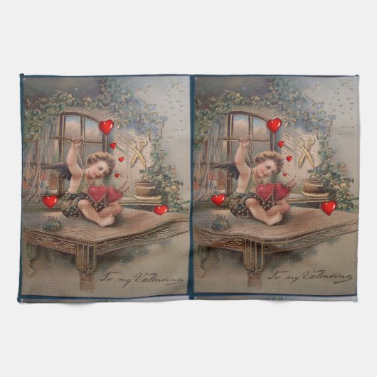 Valentijnsdag Keuken handdoek,  Theedoek (Horizontaal)